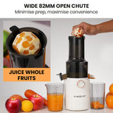 EUROCHEF Cold Press Slow Juicer Machine, Large Chute, 200W, White - Top-Down View