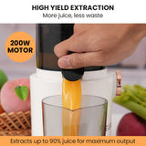 EUROCHEF Cold Press Slow Juicer Machine, Large Chute, 200W, White - Side View