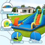 AirMyFun Kids Inflatable Pool Water Slide Cannon Splash Park Castle Outdoor Toys 427X374CM - Rear View