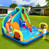 AirMyFun Kids Inflatable Pool Water Slide Cannon Splash Park Castle Outdoor Toys 427X374CM - Close-Up Angle