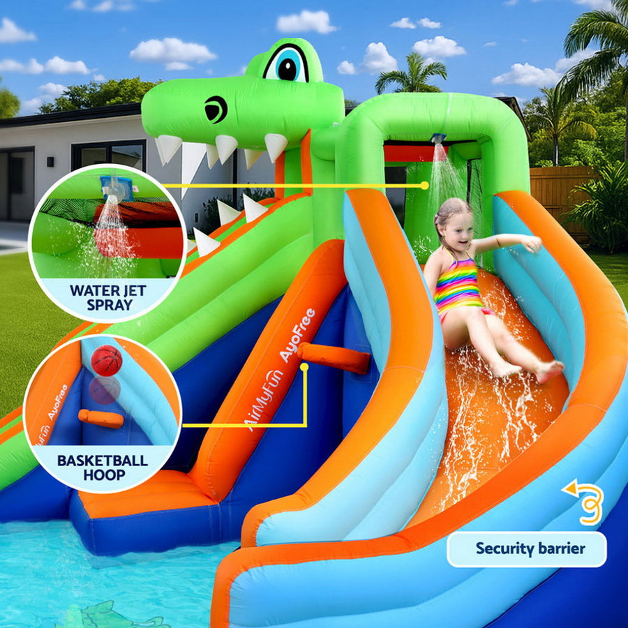 AirMyFun Kids Inflatable Pool Water Double Slide Park Jumping Castle 465X430CM