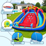 Kids Inflatable Pool Water Slide Cannon Splash Park Toss Game 408X386CM, image 6