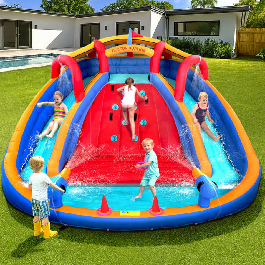 Kids Inflatable Pool Water Slide Cannon Splash Park Toss Game 408X386CM, image 7