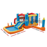 Keezi Inflatable Kids Pool Play Park Jumping Castle Volleyball Net with Blower Balls 4mx4.37m - Front View