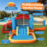Keezi Inflatable Kids Pool Play Park Jumping Castle Volleyball Net with Blower Balls 4mx4.37m - Top-Down View
