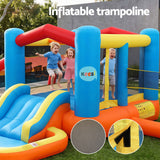 Keezi Inflatable Kids Pool Play Park Jumping Castle Volleyball Net with Blower Balls 4mx4.37m - 45-Degree Angle