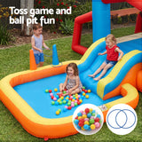Keezi Inflatable Kids Pool Play Park Jumping Castle Volleyball Net with Blower Balls 4mx4.37m - Close-Up Angle