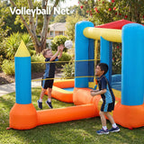 Keezi Inflatable Kids Pool Play Park Jumping Castle Volleyball Net with Blower Balls 4mx4.37m - Low Angle