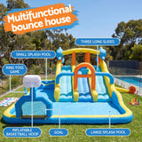 Keezi Inflatable Splash Kids Pool Water Slide Park with Blower 4m x 5.65m - Top-Down View