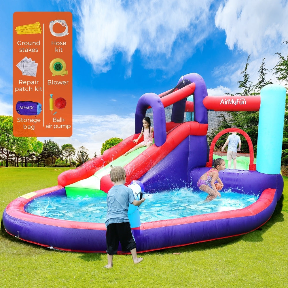 AirMyFun Inflatable Water Slide Bounce House 6 Play Zones