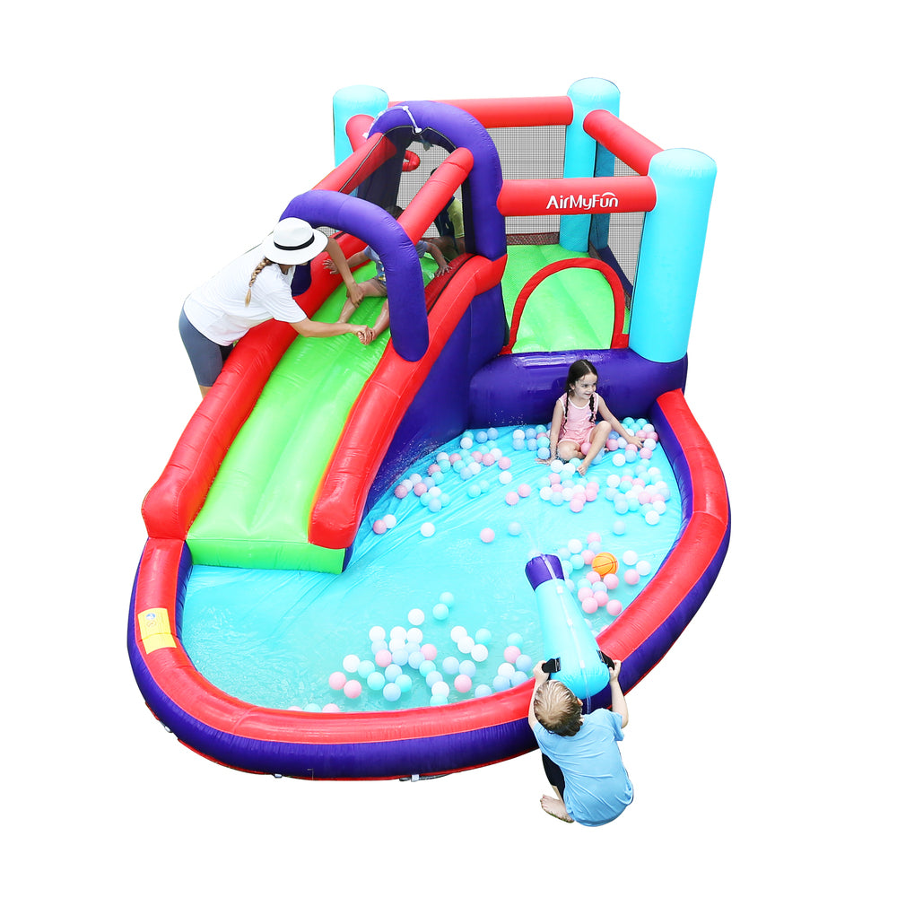 AirMyFun Inflatable Water Slide Bounce House 6 Play Zones