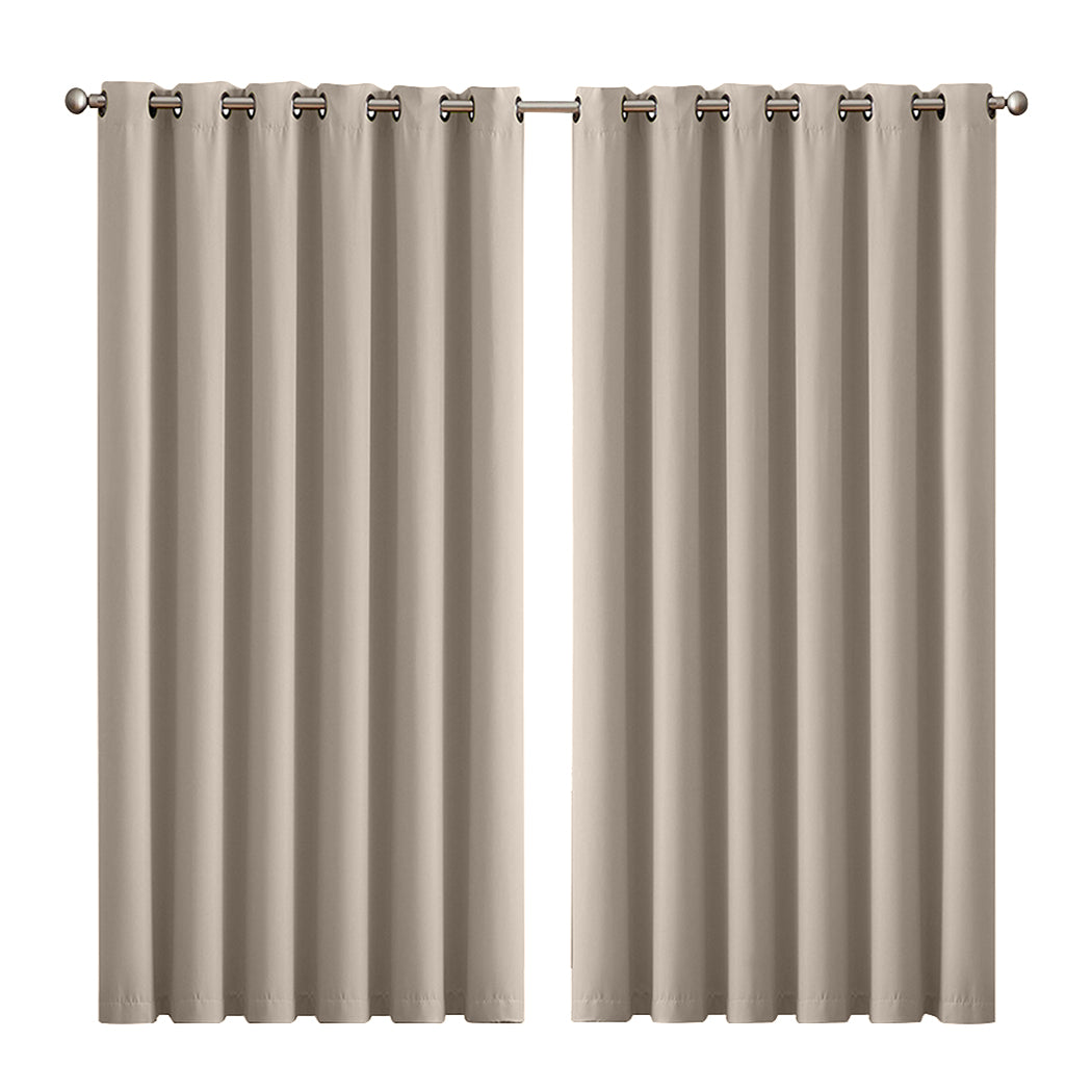 2x Blockout Curtains Panels 3 Layers Beige-2018816749750849536