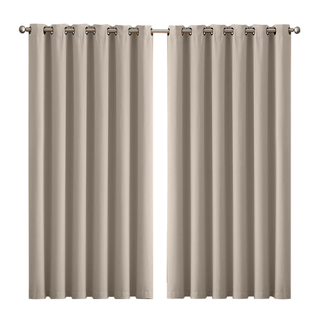 2x Blockout Curtains Panels 3 Layers Beige-2018816749750849536