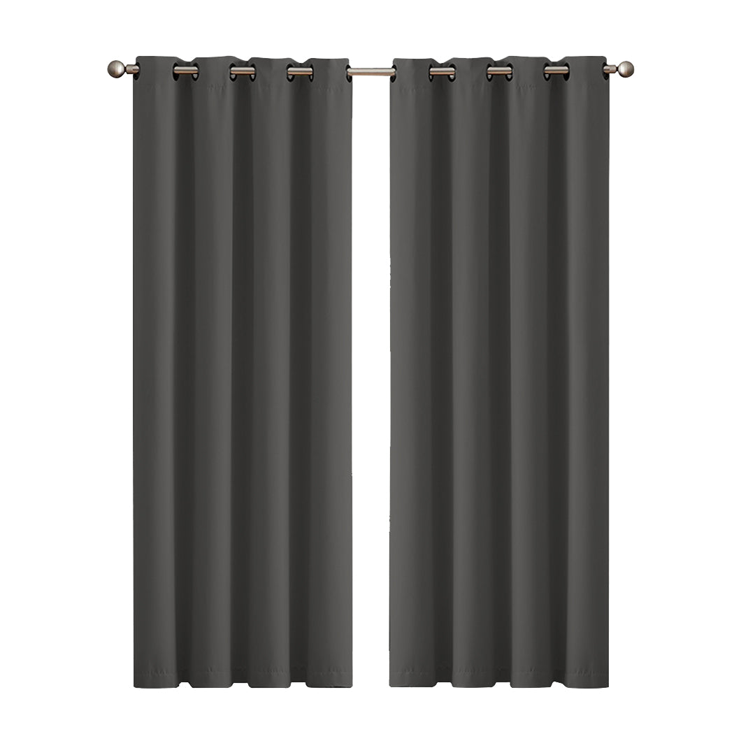 2x Blockout Curtains Panels 3 Layers Charcoal CD1003-132X213-GR-2006733251900739584