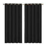 2x Blockout Curtains Panels 3 Layers Black - Close-Up Angle