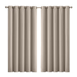 2x Blockout Curtains Panels 3 Layers Beige - Close-Up Angle