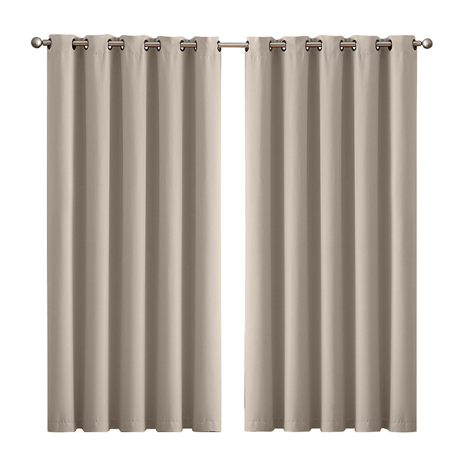 2x Blockout Curtains Panels 3 Layers Beige-2018816697192026112