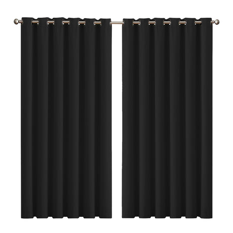 2x Blockout Curtains Panels 3 Layers Black-2018816743526502400