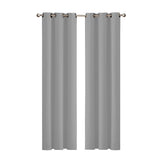 2x Blockout Curtains Panels 3 Layers Grey - Rear View