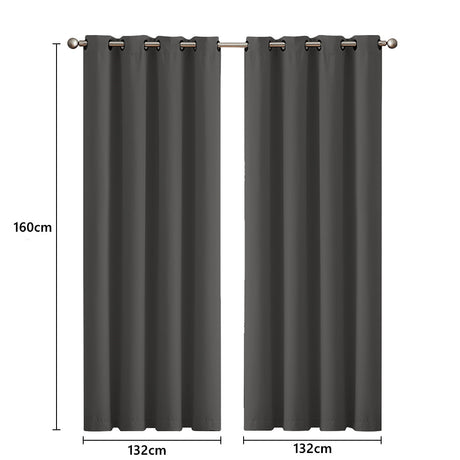 2x Blockout Curtains Panels 3 Layers Charcoal-2018816655307706370