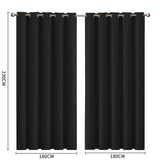 2x Blockout Curtains Panels 3 Layers Black-2006733252399861762