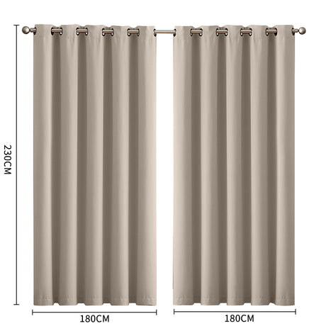 2x Blockout Curtains Panels 3 Layers Beige-2018816697192026114