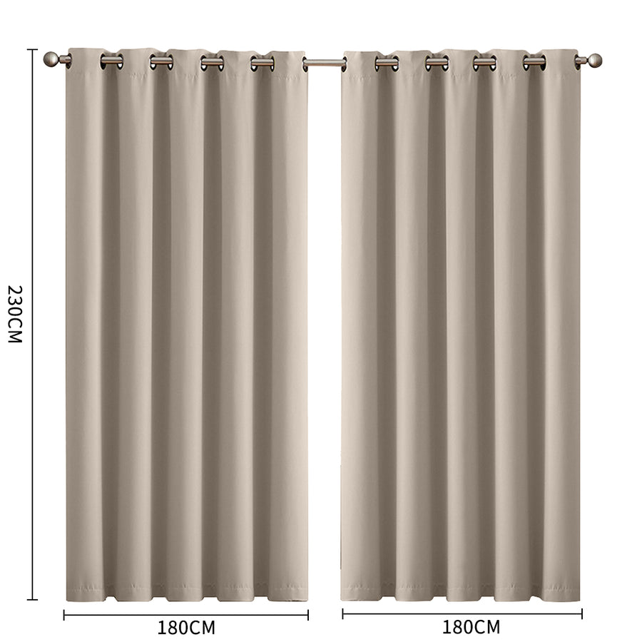 2x Blockout Curtains Panels 3 Layers Beige-2018816697192026114