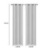 2x Blockout Curtains Panels 3 Layers Grey - Front View