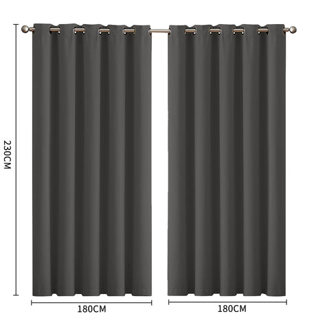 2x Blockout Curtains Panels 3 Layers Charcoal-2006733252580216834