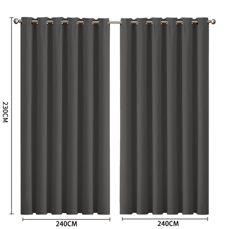 2x Blockout Curtains Panels 3 Layers Charcoal-2018816745120337922