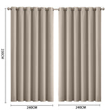 2x Blockout Curtains Panels 3 Layers Beige-2018816749750849538