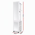 Artiss Lockable Jewellery Cabinet, Mobile Frameless Mirror, White