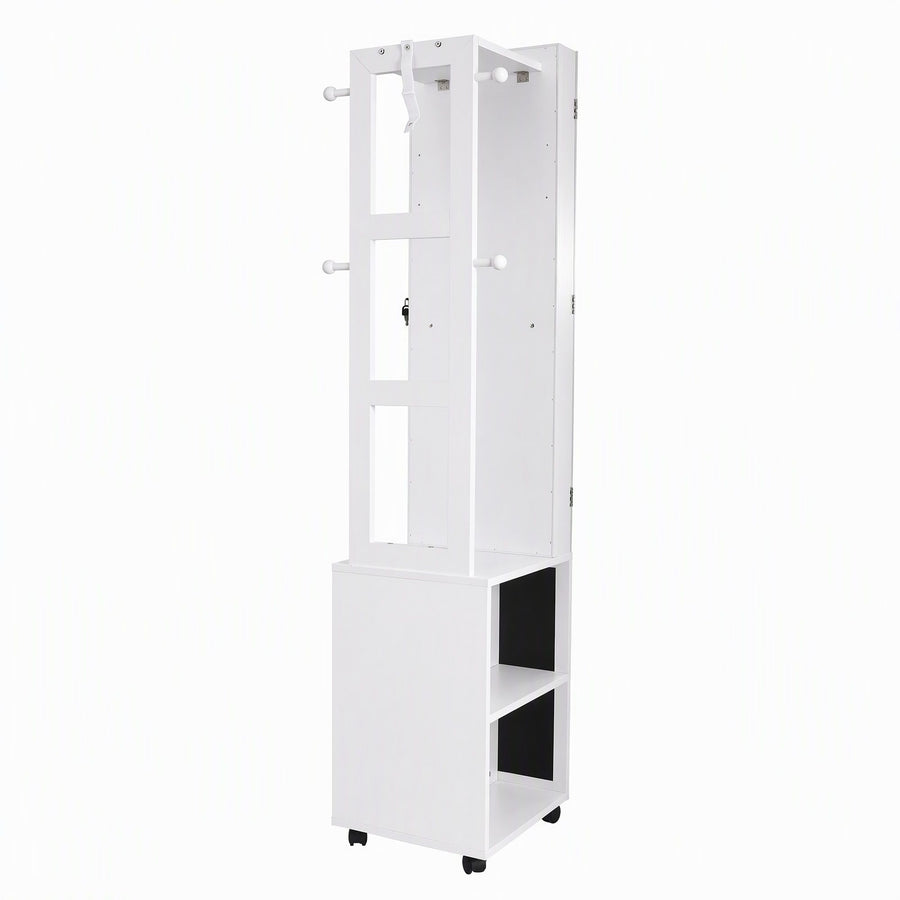 Artiss Lockable Jewellery Cabinet, Mobile Frameless Mirror, White