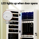 Artiss Jewellery Cabinet LED Mirror Lockable - Close-Up Angle