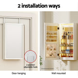Artiss Wall-Mountable Jewellery Cabinet with LED Mirror and Makeup Storage - Top-Down View