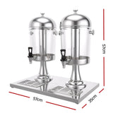 5-Star Chef 16L Dual Tank Juice Dispenser Drink Beverage Server Ice Tubes - Front View