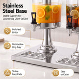 5-Star Chef 16L Dual Tank Juice Dispenser Drink Beverage Server Ice Tubes - Close-Up Angle
