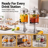 5-Star Chef 16L Dual Tank Juice Dispenser Drink Beverage Server Ice Tubes - Low Angle