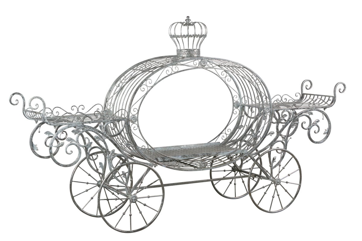 Christabelle 258cm Silver and White Metal Pumpkin Carriage