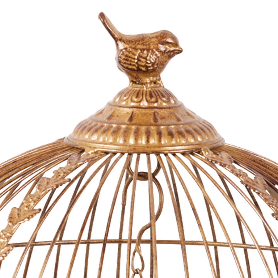 Christabelle Antique Gold Bird Cage Display Metal Christmas Decor