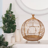 Christabelle Antique Gold Bird Cage Display Metal Christmas Decor