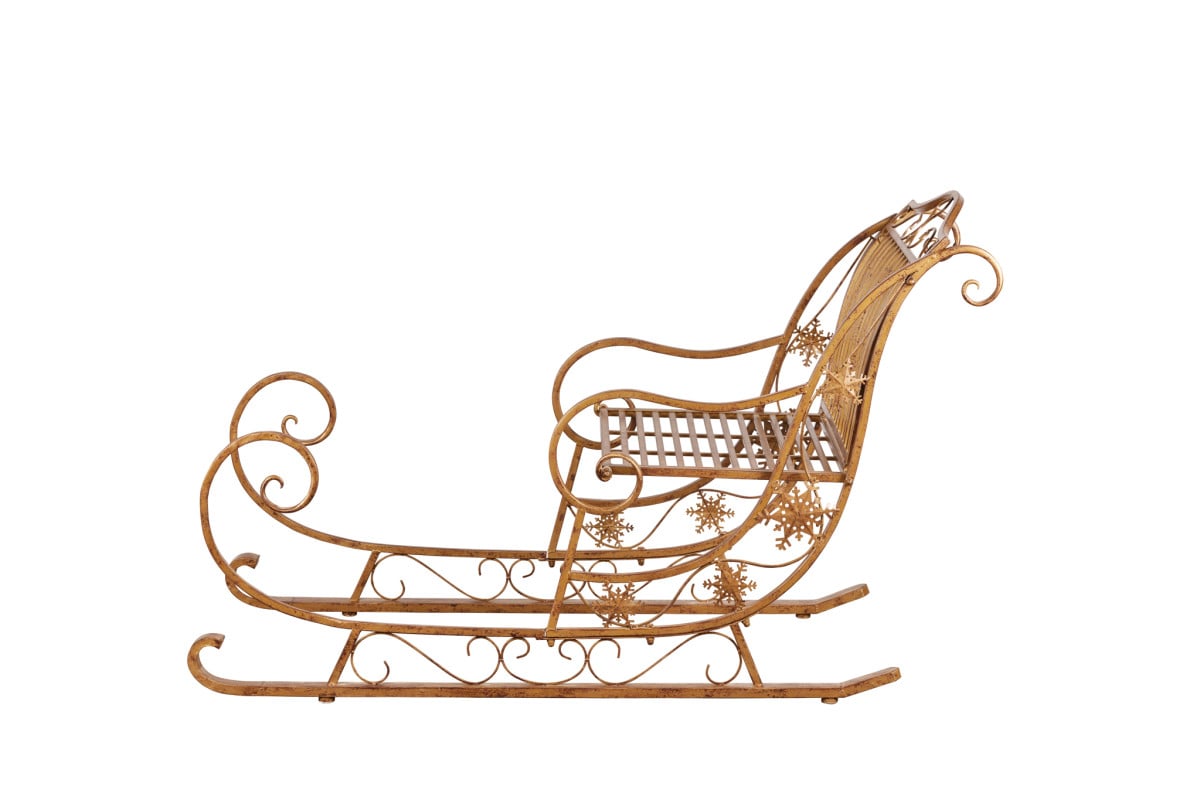 Christmas Sleigh - Antique Gold Metal 150cm