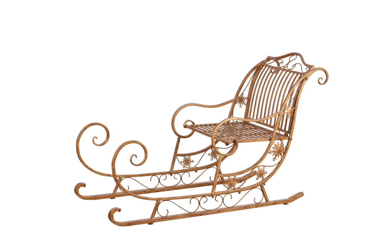 Christmas Sleigh - Antique Gold Metal 150cm
