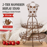 Christabelle Antique Gold 2-Tier Metal Mannequin Display Stand
