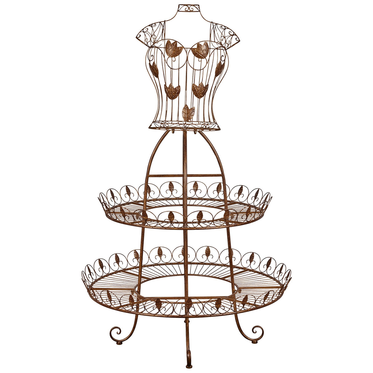 Christabelle Antique Gold 2-Tier Metal Mannequin Display Stand