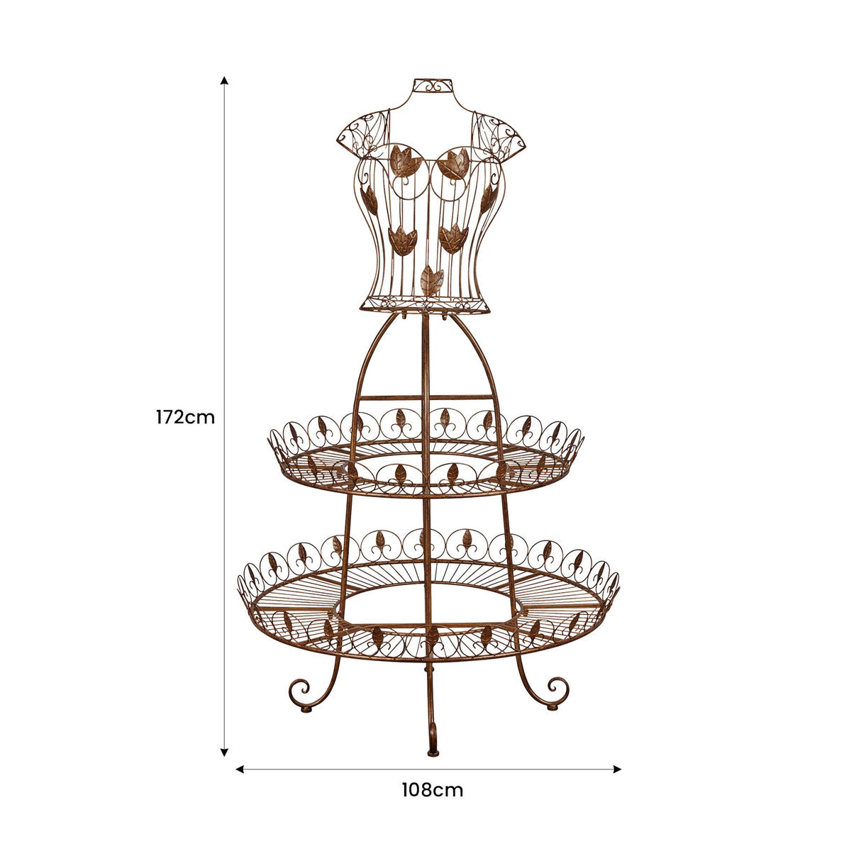 Christabelle Antique Gold 2-Tier Metal Mannequin Display Stand