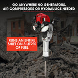 Baumr-AG 4 Stroke Petrol Jackhammer, with 2 Chisels, Carry Bag - Front View