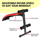 Inclined Sit up bench with Resistance bands - Side View