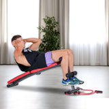 Inclined Sit up bench with Resistance bands - Low Angle