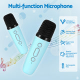 Alpha Mini Portable Karaoke Machine for Adults Kids with 2 Wireless Microphones - 45-Degree Angle
